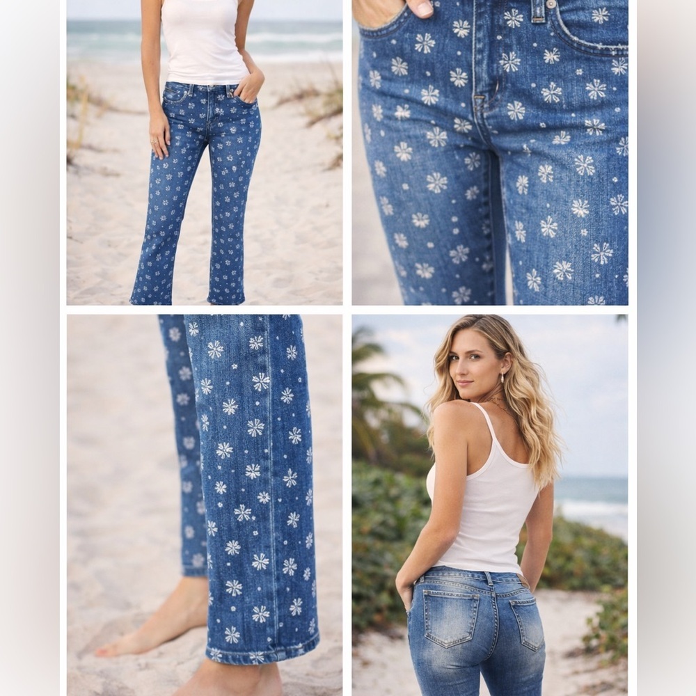 Pilcro from ANTHROPOLOGIE embroidered high-rise cropped boot cut jeans size 25